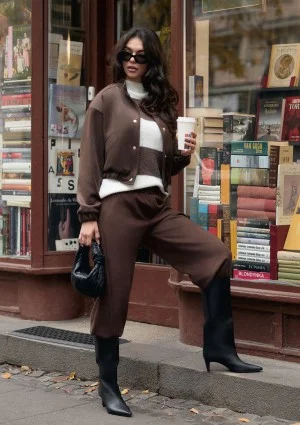 Mellow - Brown striped turtleneck sweater