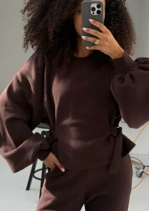 Tied - Chocolate brown elegant jumper