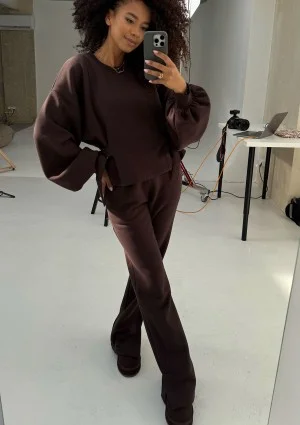 Tied - Modelująca bluza z klamrami na bokach Dark Chocolate