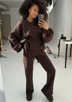 Tied - Modelująca bluza z klamrami na bokach Dark Chocolate