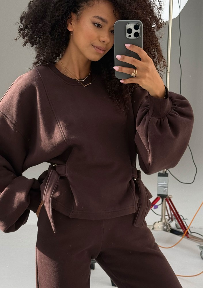 Tied - Chocolate brown elegant jumper