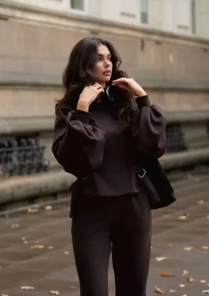 Tied - Modelująca bluza z klamrami na bokach Dark Chocolate