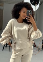 Tied - Modelująca bluza z klamrami na bokach Coconut