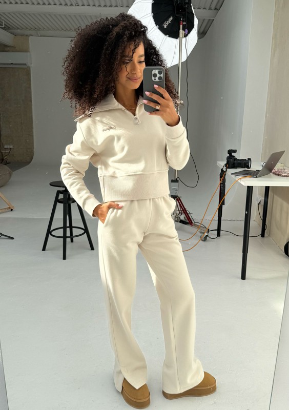 Milo - Bluza zip-up z wywijanym kołnierzem Coconut