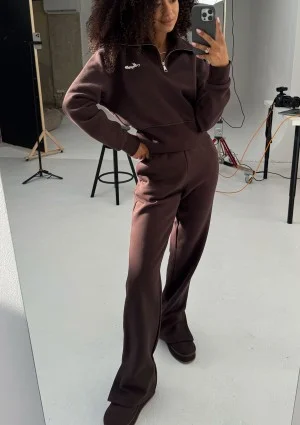 Milo - Bluza zip-up z wywijanym kołnierzem Dark Chocolate