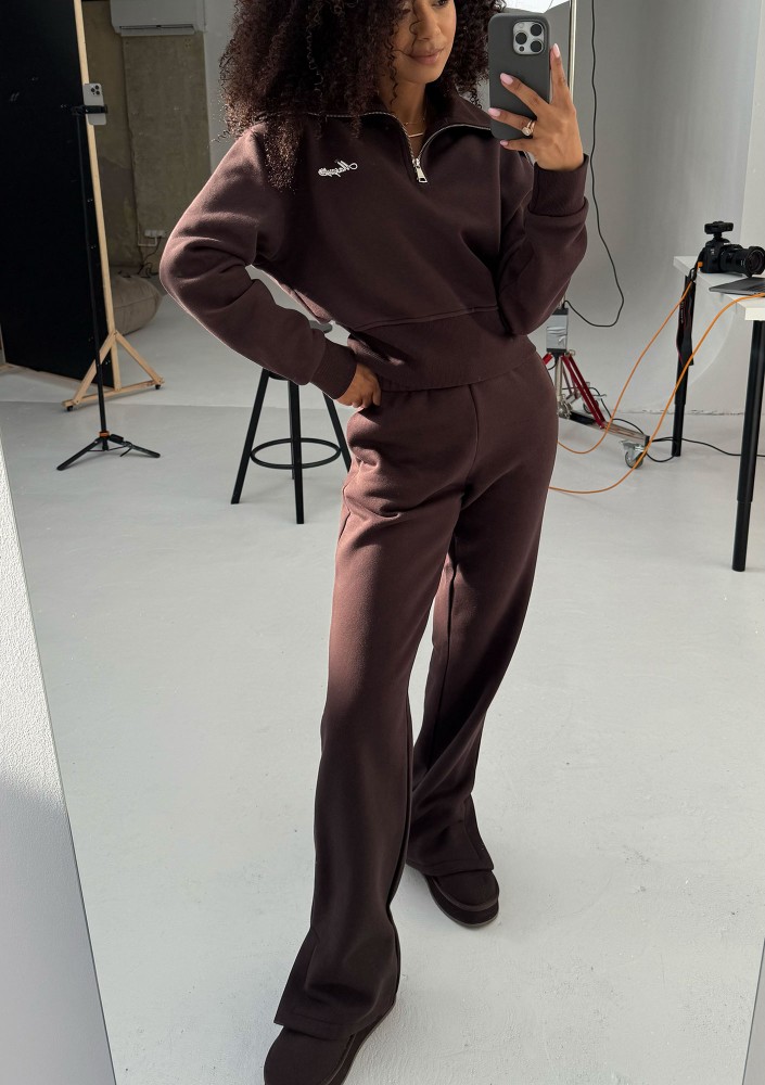 Milo - Chocolate brown zipped-up jumper
