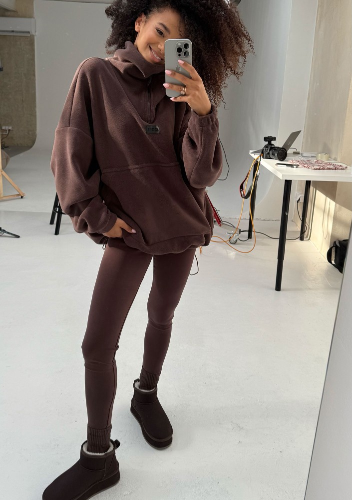 Ivy Fitwear - Miękkie legginsy z ocieplanej dzianiny Brązowe