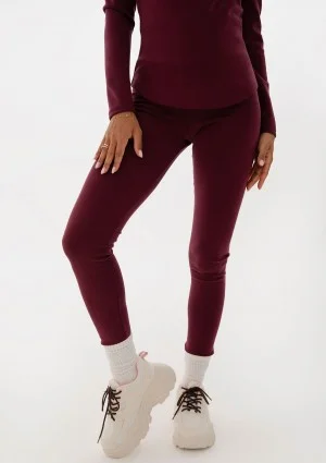 Ivy Fitwear - Miękkie legginsy z ocieplanej dzianiny Bordowe