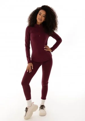 Ivy Fitwear - Top z półgolfem i zamkiem Bordowy