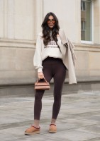 Ivy Fitwear - Miękkie legginsy z ocieplanej dzianiny Brązowe