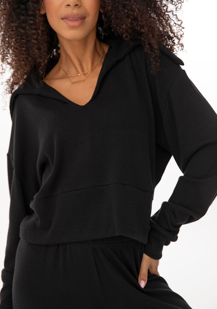 Loungey - Black soft rayon blouse