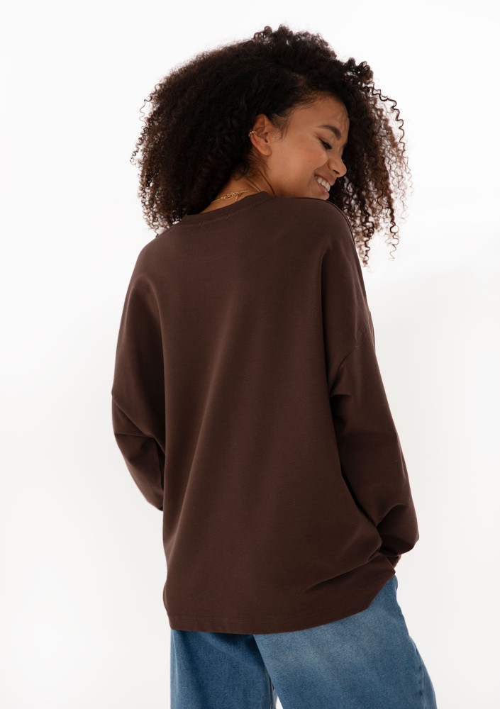 Luno - Bawełniany longsleeve z nadrukiem Choco