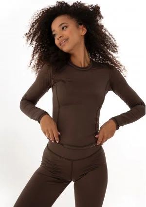 Nomad - Chocolate brown sports top with long sleeves