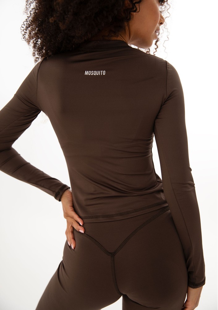 Nomad - Sportowy top z długim rękawem Dark Chocolate