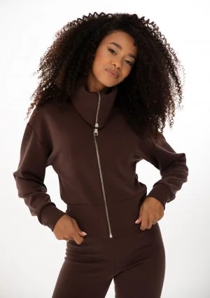 Iris Zip-up - Bluza z wysokim kołnierzem Dark Chocolate