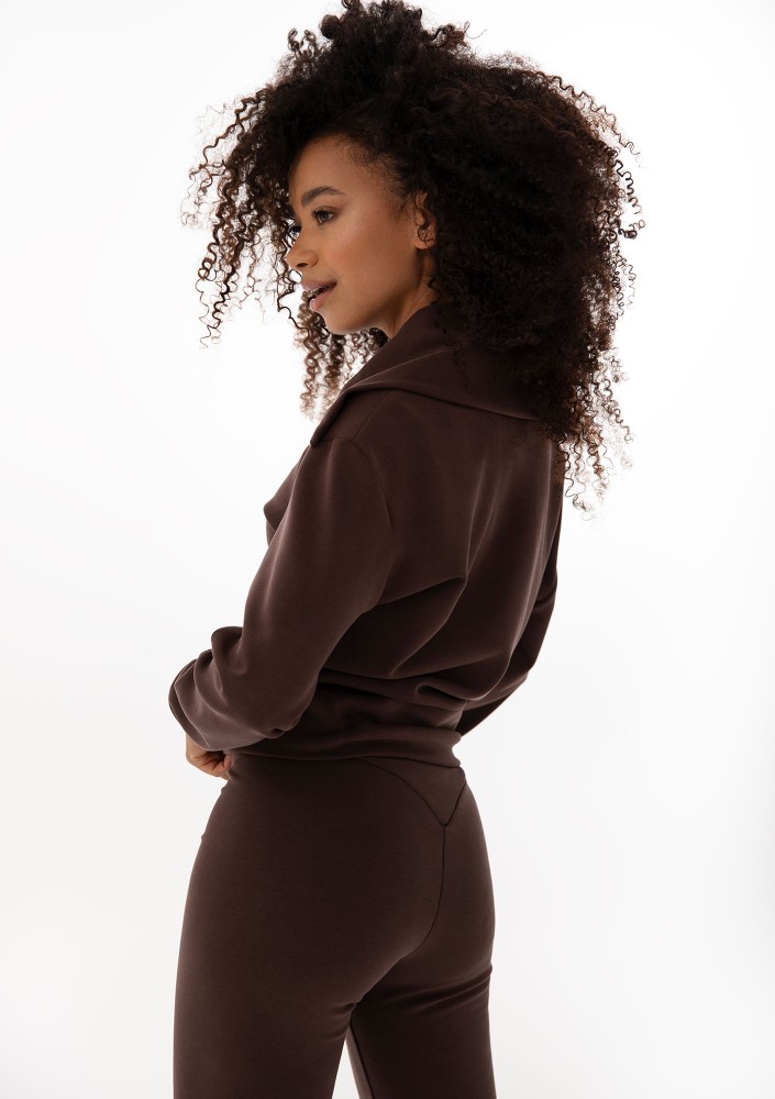 Iris Zip-up - Bluza z wysokim kołnierzem Dark Chocolate