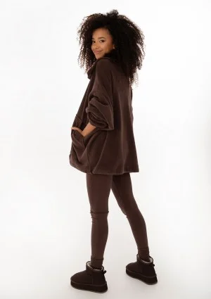 Yale Zip - Brown micro fleece-lined oversize jumper