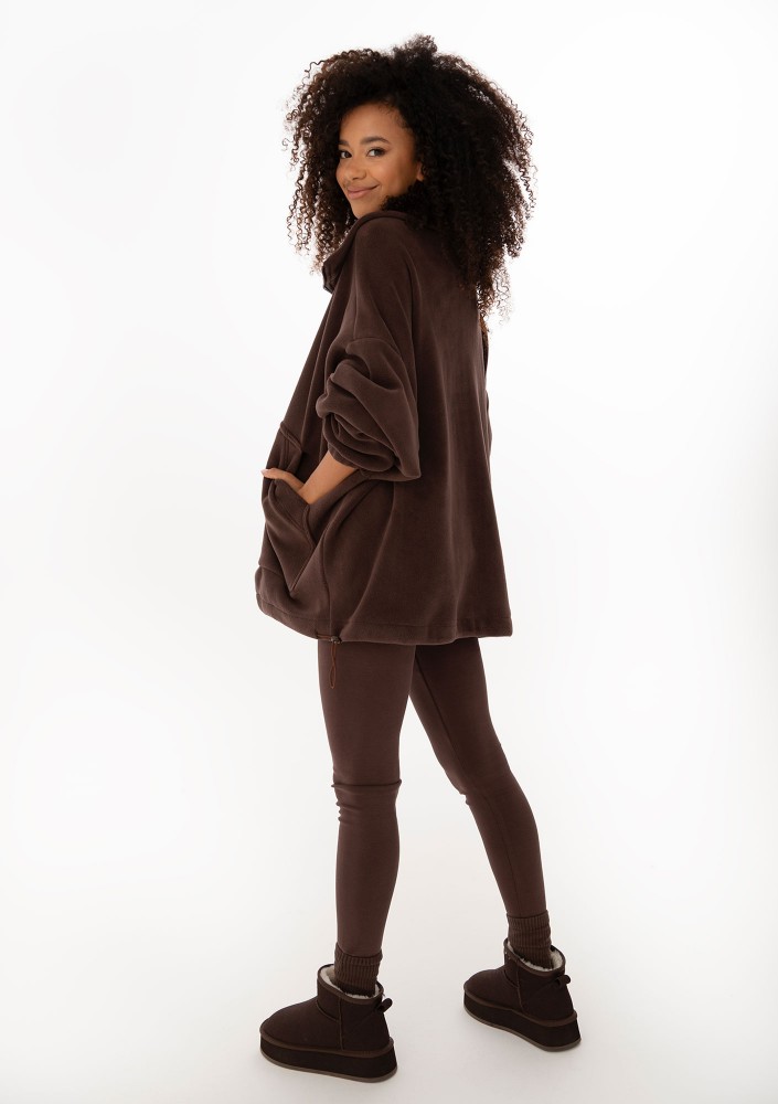 Yale Zip - Bluza oversize z mikropolaru Brązowa