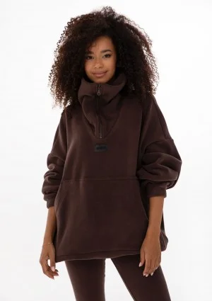 Yale Zip - Bluza oversize z mikropolaru Brązowa