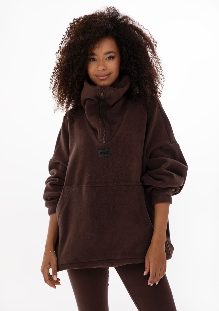 Yale Zip - Bluza oversize z mikropolaru Brązowa