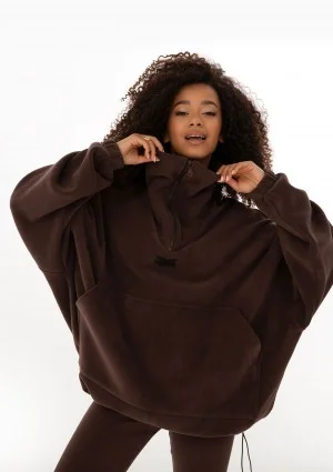 Yale Zip - Bluza oversize z mikropolaru Brązowa