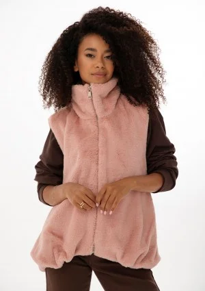 Muffi - Pink faux fur oversize sleeveless jacket