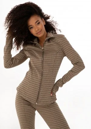 Vera - Soft jacket z wyprofilowaną talią i poduszkami w pepitkę