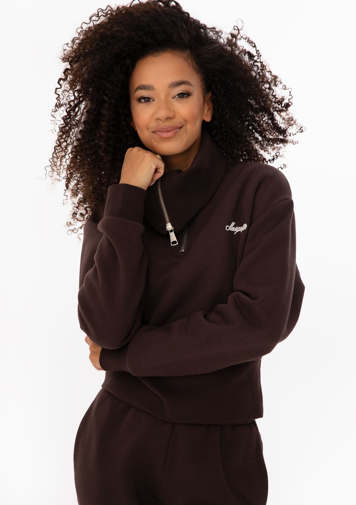 Milo - Chocolate brown zipped-up jumper