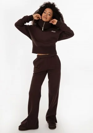 Milo - Bluza zip-up z wywijanym kołnierzem Dark Chocolate