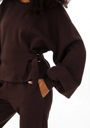 Tied - Modelująca bluza z klamrami na bokach Dark Chocolate