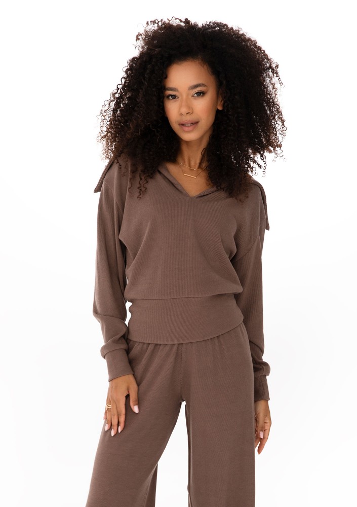 Loungey - Cacao brown soft rayon blouse