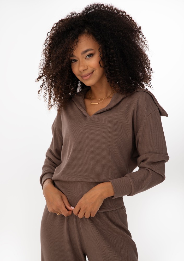 Loungey - Cacao brown soft rayon blouse