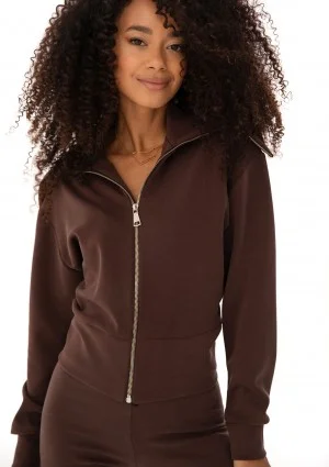 Iris Zip-up - Bluza z wysokim kołnierzem Dark Chocolate