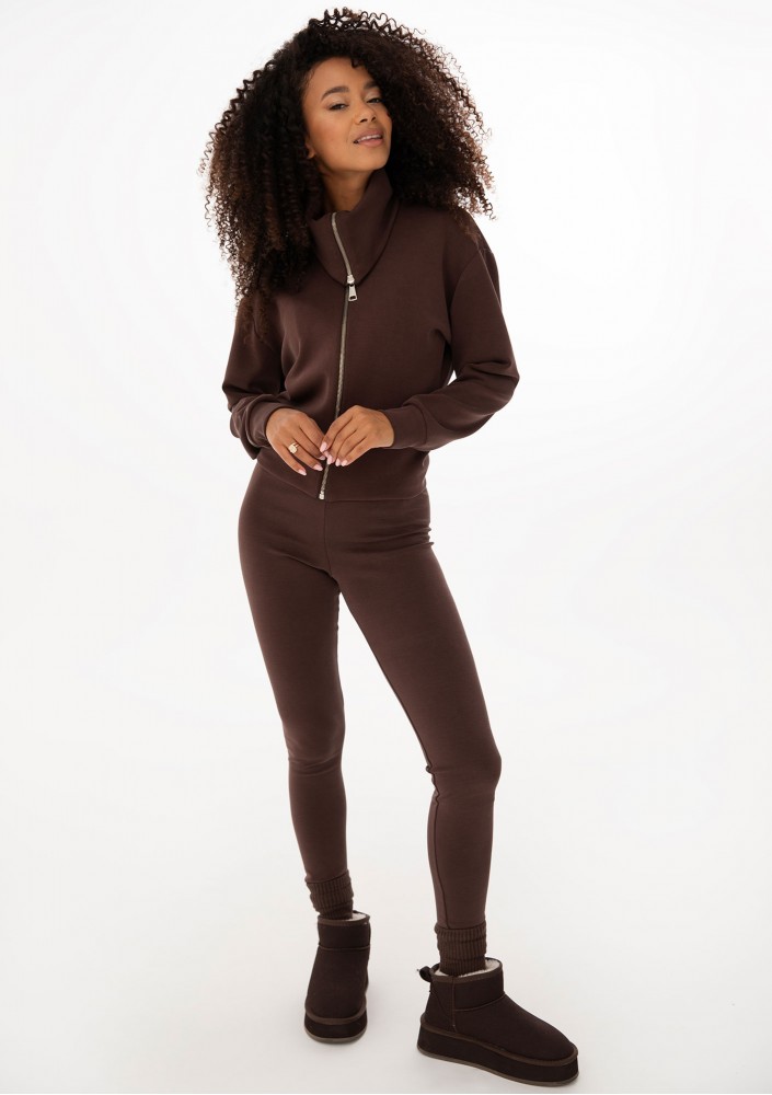 Iris Zip-up - Bluza z wysokim kołnierzem Dark Chocolate