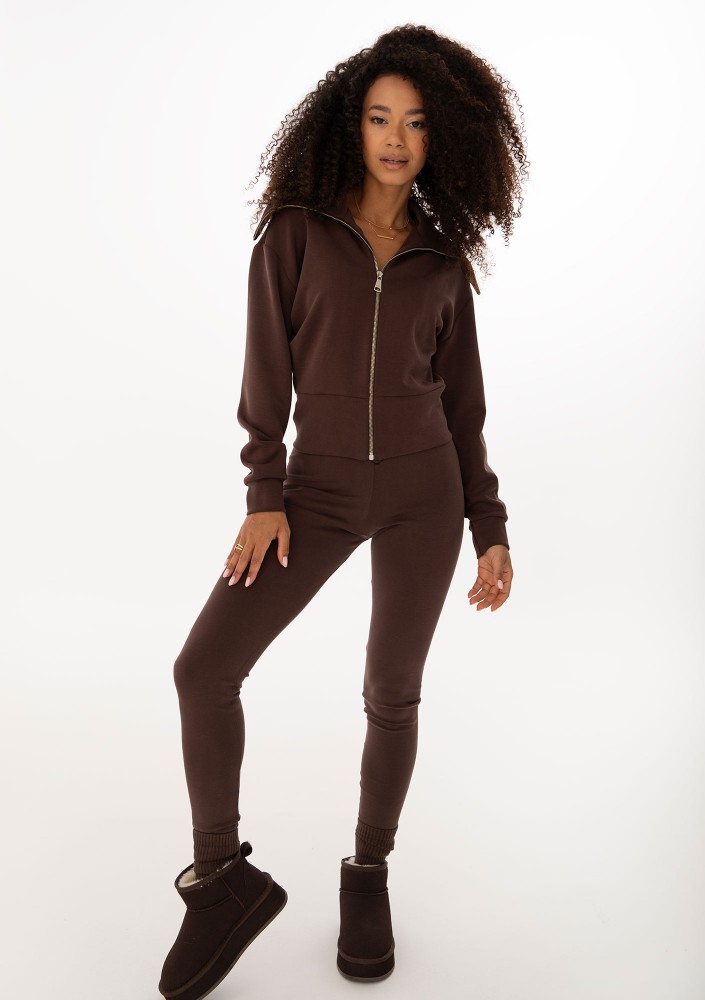 Ivy Fitwear - Miękkie legginsy z ocieplanej dzianiny Brązowe