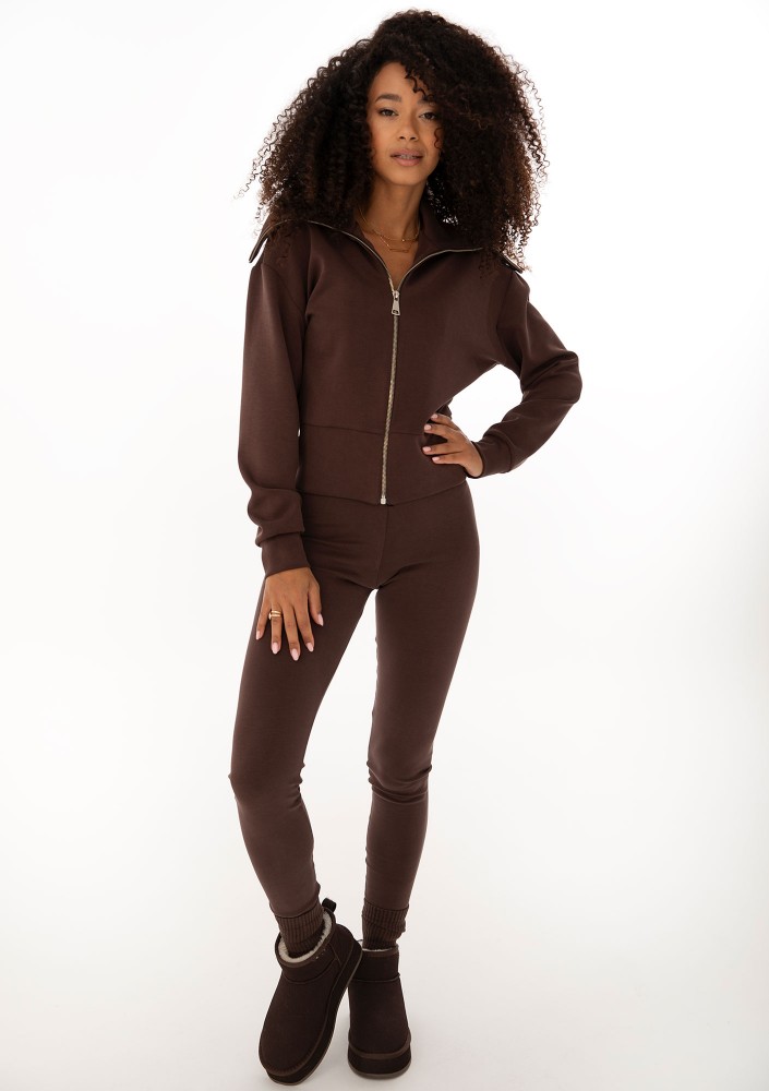 Ivy Fitwear - Miękkie legginsy z ocieplanej dzianiny Brązowe