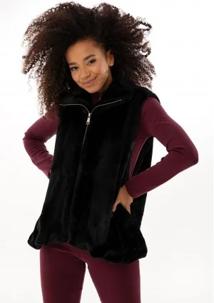 Muffi - Black faux fur oversize sleeveless jacket