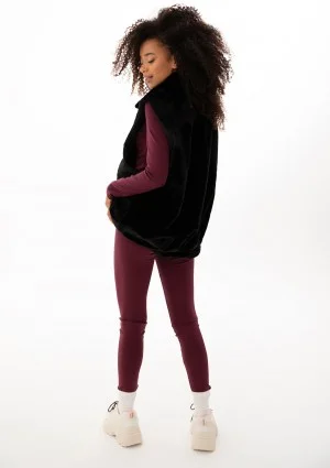 Muffi - Oversize'owy bezrękawnik z futerka Czarny