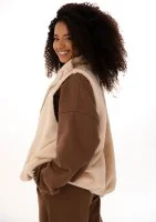 Muffi - Beige faux fur oversize sleeveless jacket