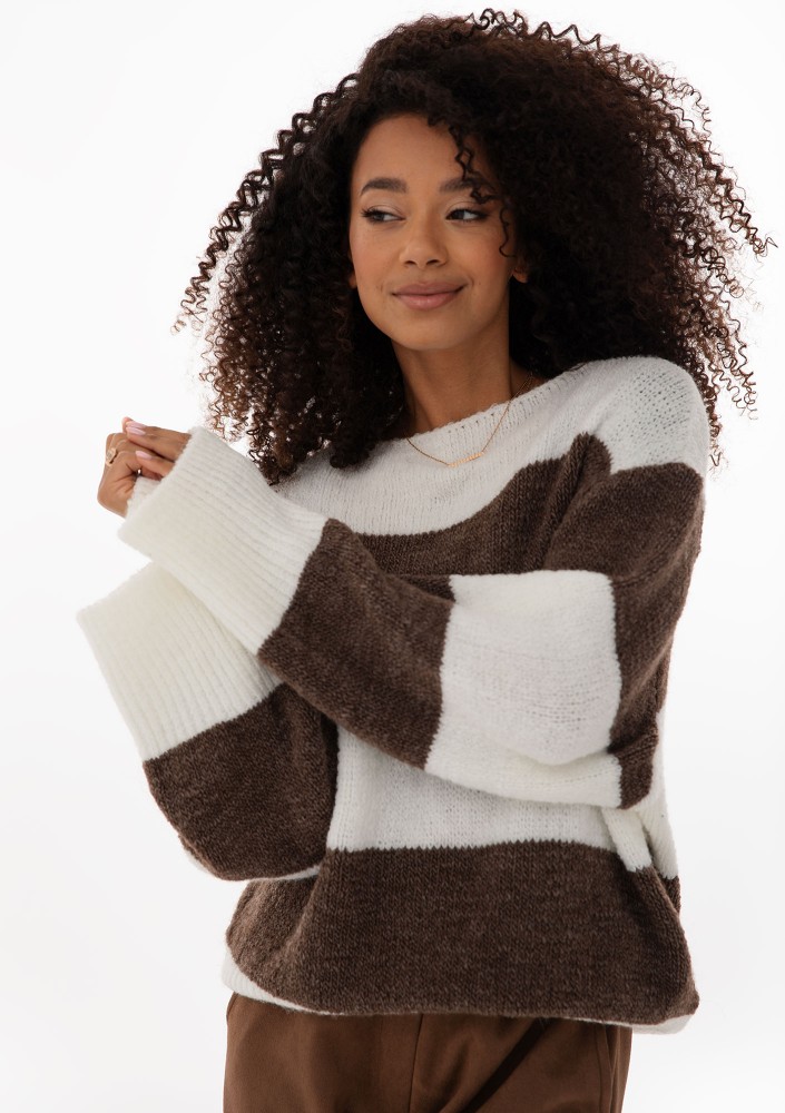 Mellow - Brown striped turtleneck sweater