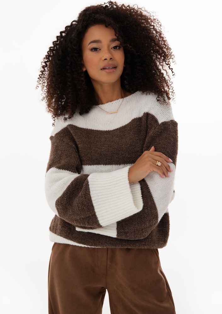 Mellow - Brown striped turtleneck sweater