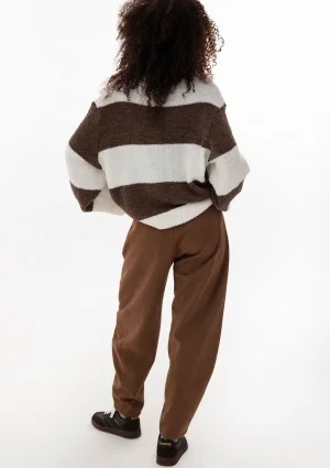 Mellow - Brown striped turtleneck sweater