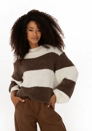 Mellow - Brown striped turtleneck sweater