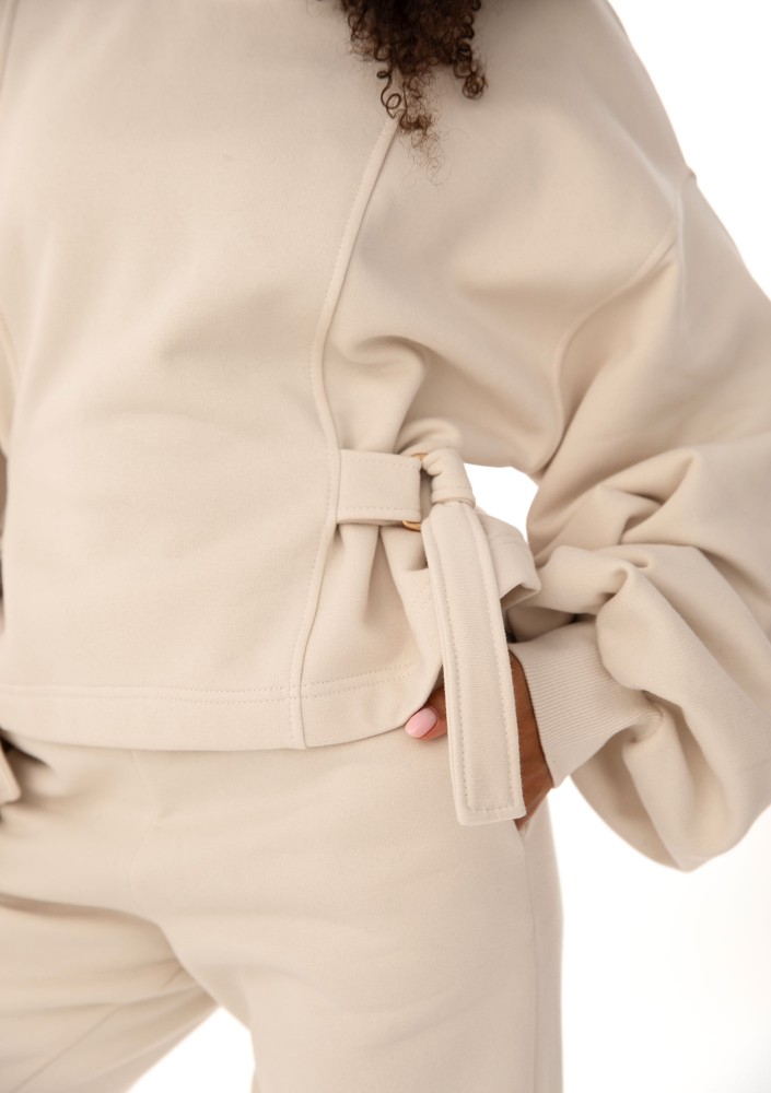 Tied - Modelująca bluza z klamrami na bokach Coconut