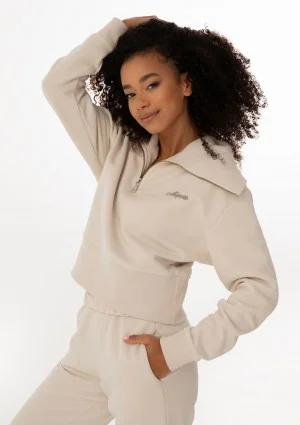 Milo - Bluza zip-up z wywijanym kołnierzem Coconut