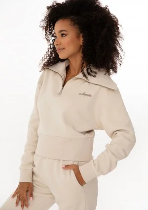 Milo - Bluza zip-up z wywijanym kołnierzem Coconut