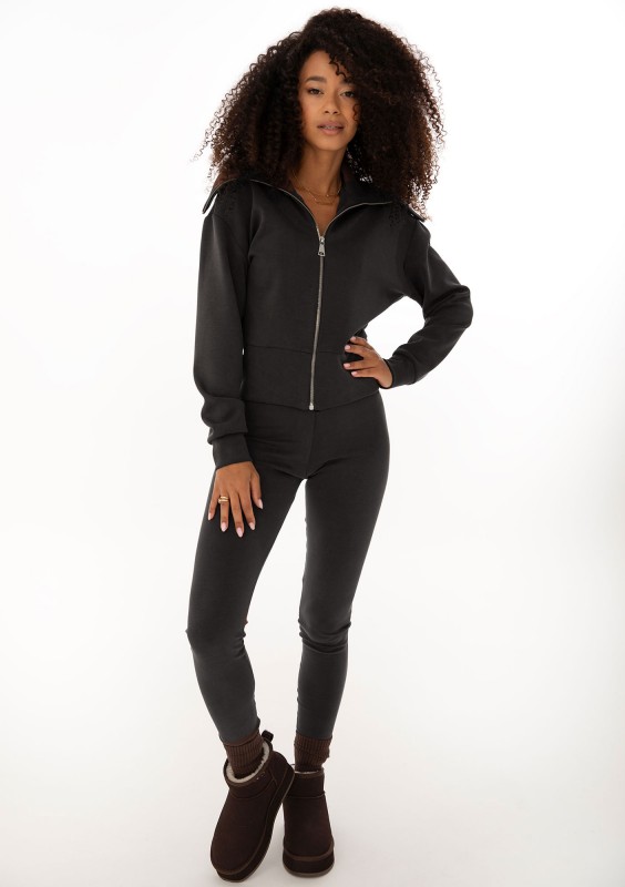 Iris Zip-up - Bluza z wysokim kołnierzem Black