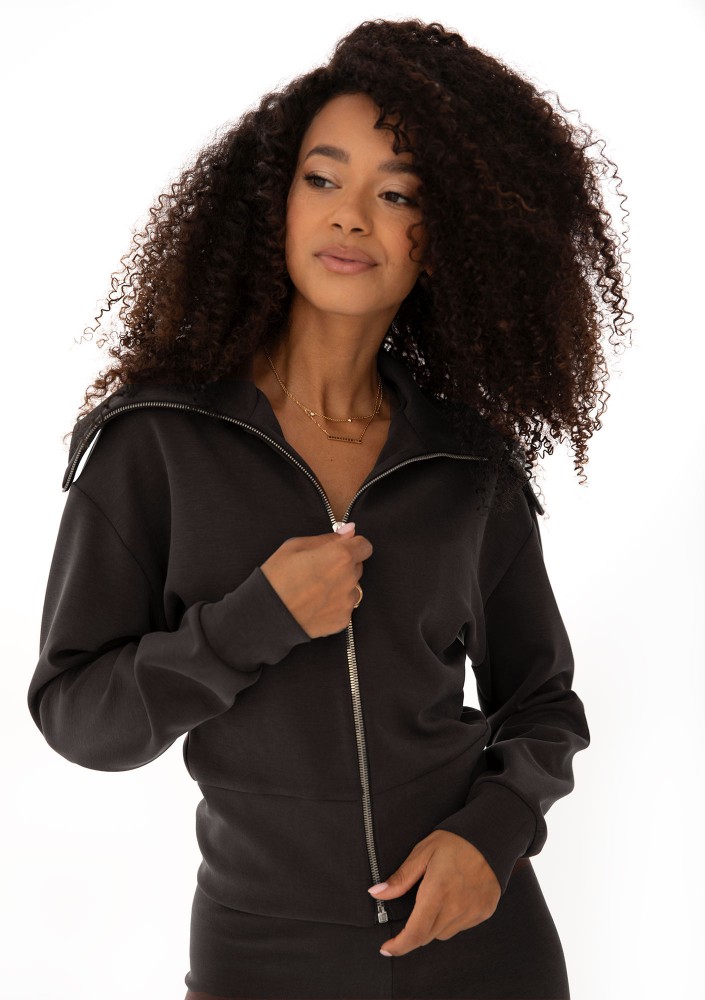Iris Zip-up - Bluza z wysokim kołnierzem Black