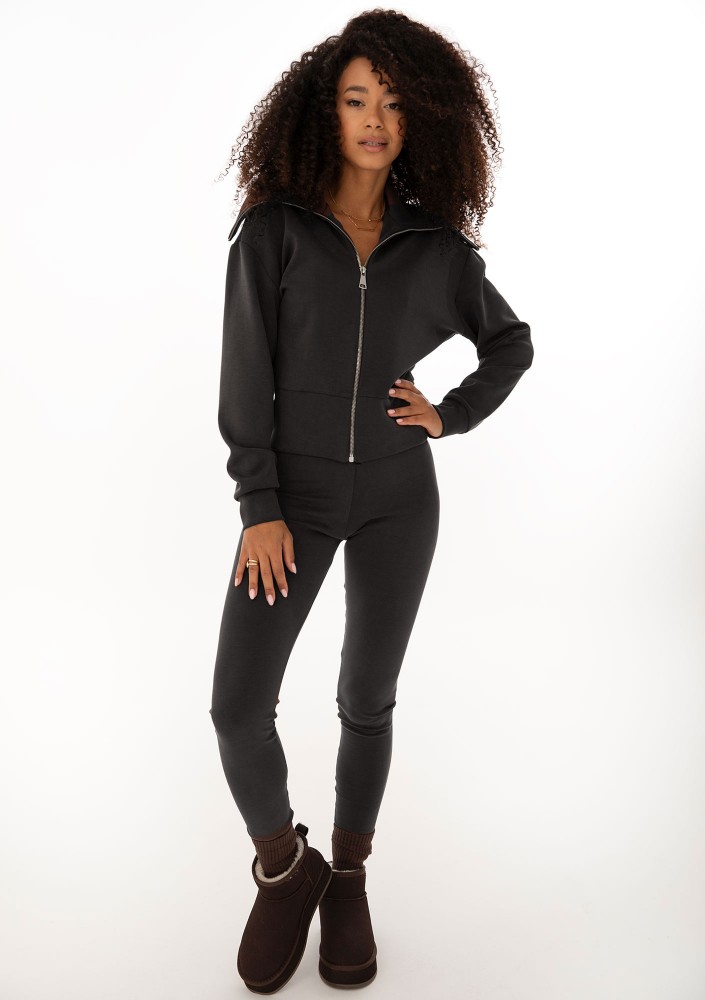 Ivy Fitwear - Miękkie legginsy z ocieplanej dzianiny Czarne