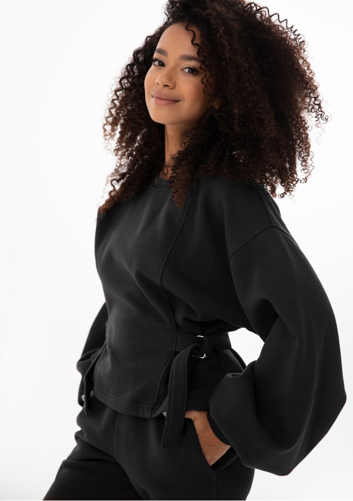 Tied - Modelująca bluza z klamrami na bokach Black